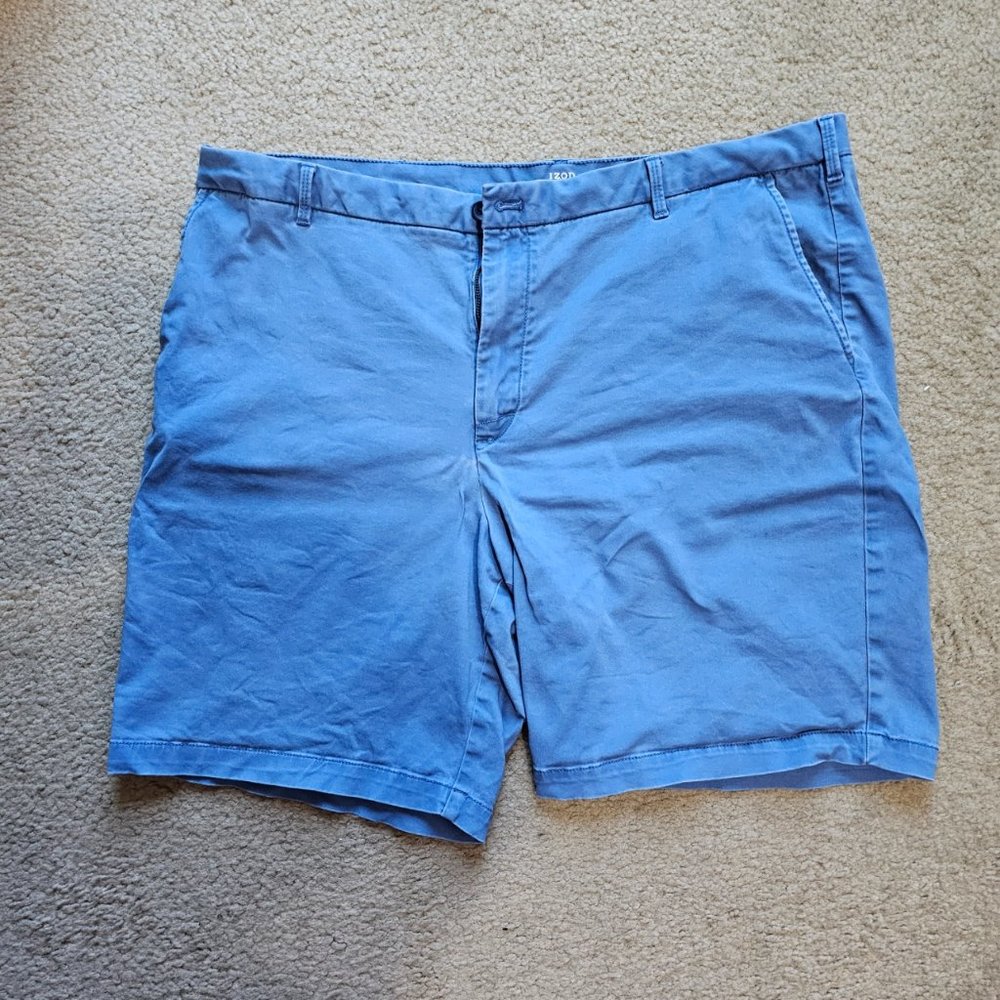 IZOD Men's Saltwater Stretch Flat Front Chino Shorts - Federal Blue 42 x 9.5
